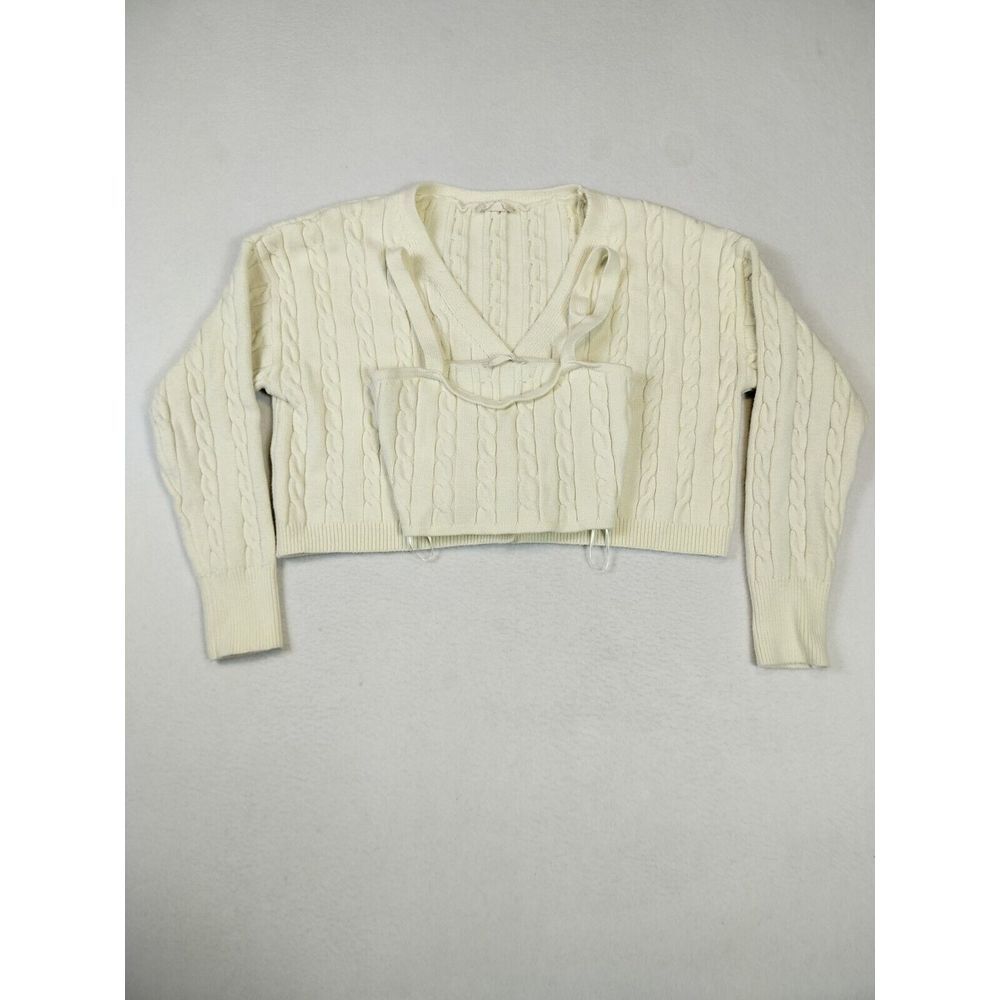 Altar'd State Sweater Women's‎ XS White Cream Cable Knit Cropped Set Classiccore